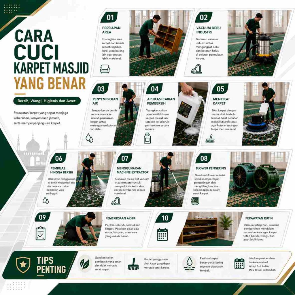 Cuci Karpet Masjid Yang Benar Untuk Menjaga Kebersihan Karpet Setiap Hari